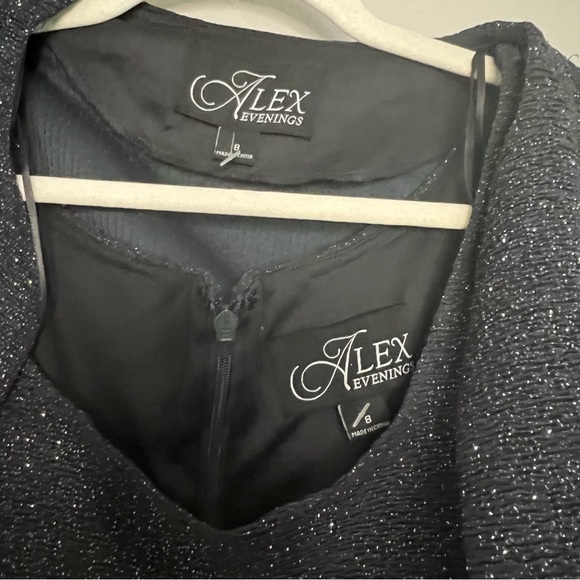 NWT Alex Evenings Black Gunmetal Midi Tank Dress with Glitter Jacket Size 8 - Picture 6 of 14